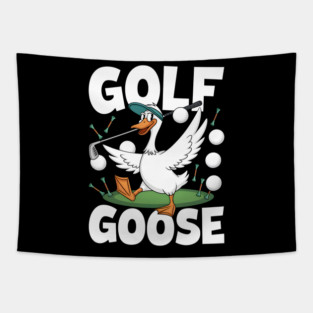 Golf Goose – Funny Cartoon Goose Playing Golf Tapestry