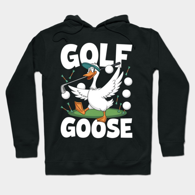 Golf Goose – Funny Cartoon Goose Playing Golf Hoodie by MakerMind8.2