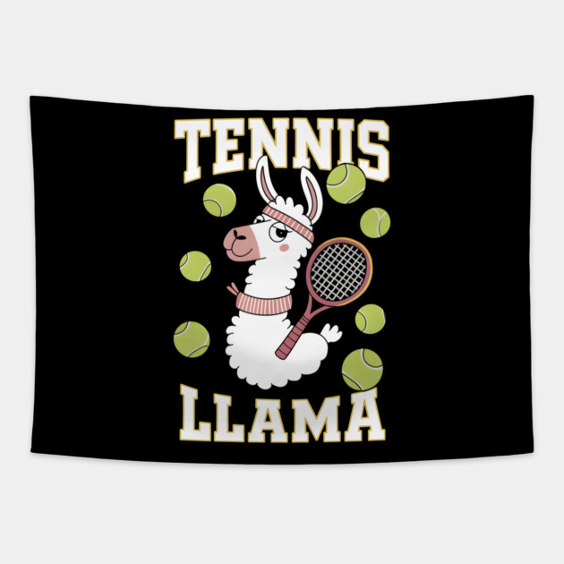 Funny Tennis Llama – Cute Animal Sports Tapestry by MakerMind8.2