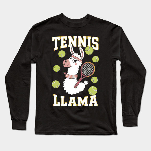 Funny Tennis Llama – Cute Animal Sports Long Sleeve T-Shirt by MakerMind8.2