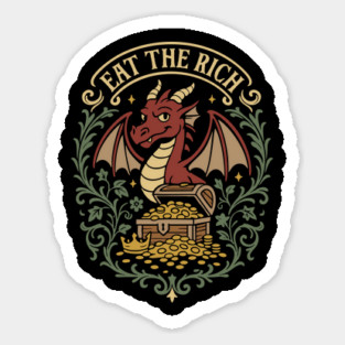 Eat The Rich Funny Red Dragon Sticker