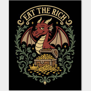 Eat The Rich Funny Red Dragon Posters and Art