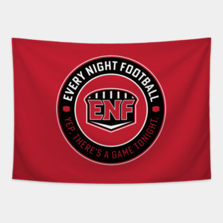 Every Night Football "Circular Slogan" (Black & Red) Tapestry