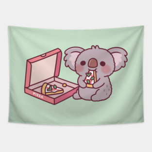 Cute Koala Bear Eating Pizza Tapestry