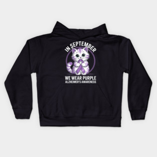 Alzheimers Awareness Cat Support Ribbon Kids Hoodie