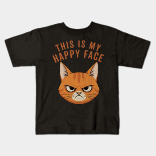 Funny Grumpy This Is My Happy Face Cat  vintage Kids T-Shirt