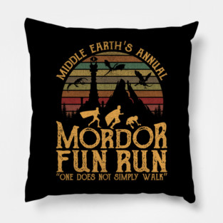 Retro Mordor Fun Run Middle Earth Parody Quote Pillow