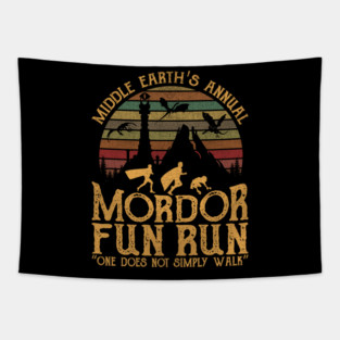 Retro Mordor Fun Run Middle Earth Parody Quote Tapestry