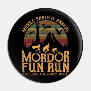 Retro Mordor Fun Run Middle Earth Parody Quote Pin