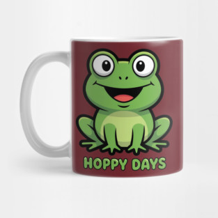 Smiling Frog and Happy Hoppy Days Humor Mug