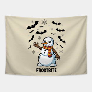 Frostbite Snowman Zombie Arms Funny Winter Joke Tapestry