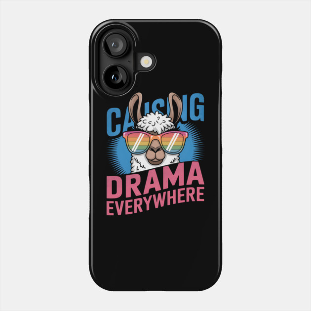 Funny Llama Shirt – Causing Drama Everywhere Phone Case by MakerMind8.2