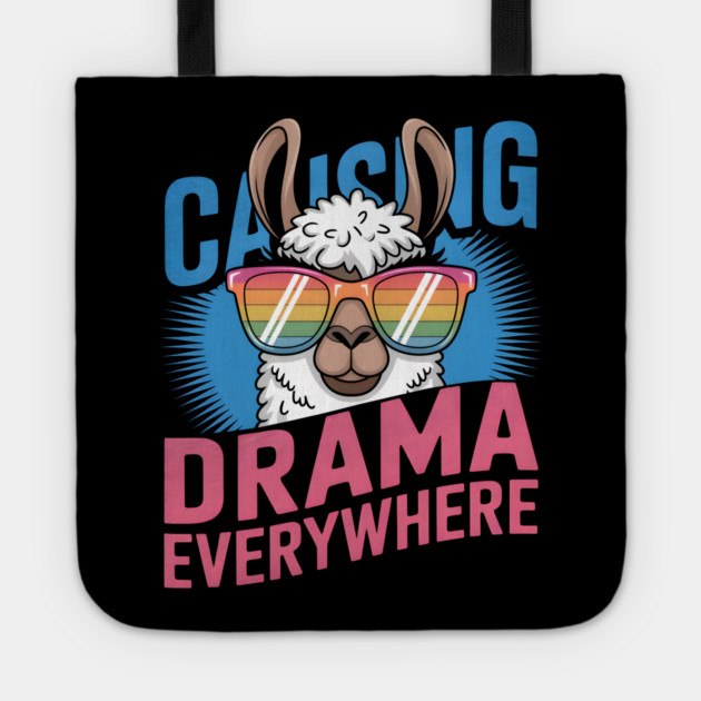 Funny Llama Shirt – Causing Drama Everywhere Tote by MakerMind8.2