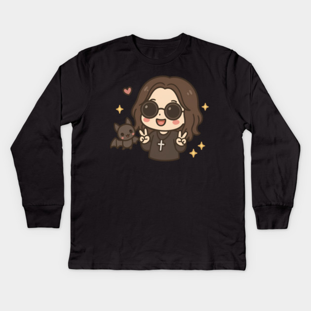 Ozzy Osbourne & Bat Kids Long Sleeve T-Shirt by Demian Stipatio