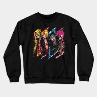 One Piece Characters Dynamic Split Panel Design Crewneck Sweatshirt