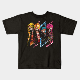 One Piece Characters Dynamic Split Panel Design Kids T-Shirt