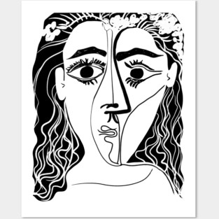Picasso Woman's head #6 black line Posters and Art