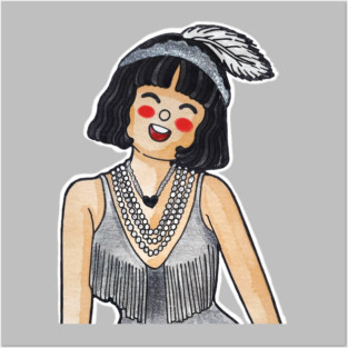 Sparkling Showgirl – Cartoon Watercolor Art Posters and Art