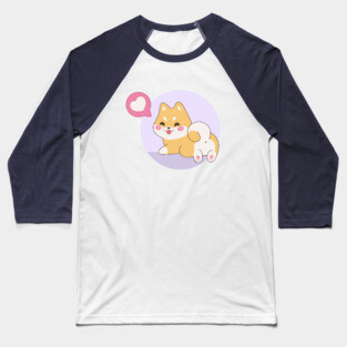 Kawaii Shiba Inu With Love Baseball T-Shirt