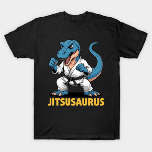 Jitsusaurus Funny Dinosaur Brazilian Jiu Jitsu Blue T-Rex T-Shirt