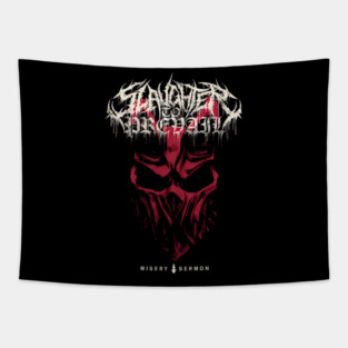 Slaughter to Prevail Misery Sermon Red Demon Mask Deathcore Tapestry