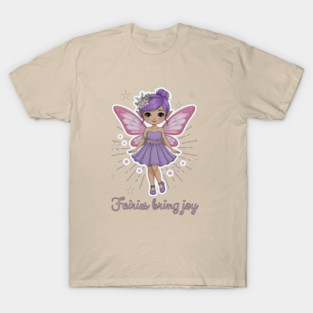 Enchanting Fairy in Soft Colors with Sparkling Background T-Shirt