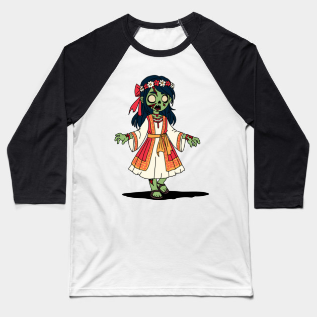 Cute Greek Zombie Girl Baseball T-Shirt by H. R. Sinclair