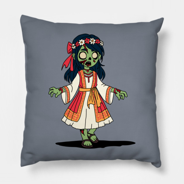 Cute Greek Zombie Girl Pillow by H. R. Sinclair
