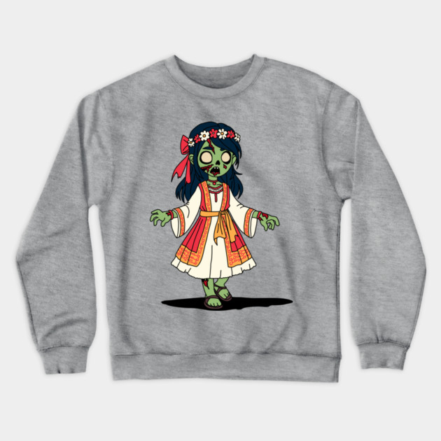 Cute Greek Zombie Girl Crewneck Sweatshirt by H. R. Sinclair