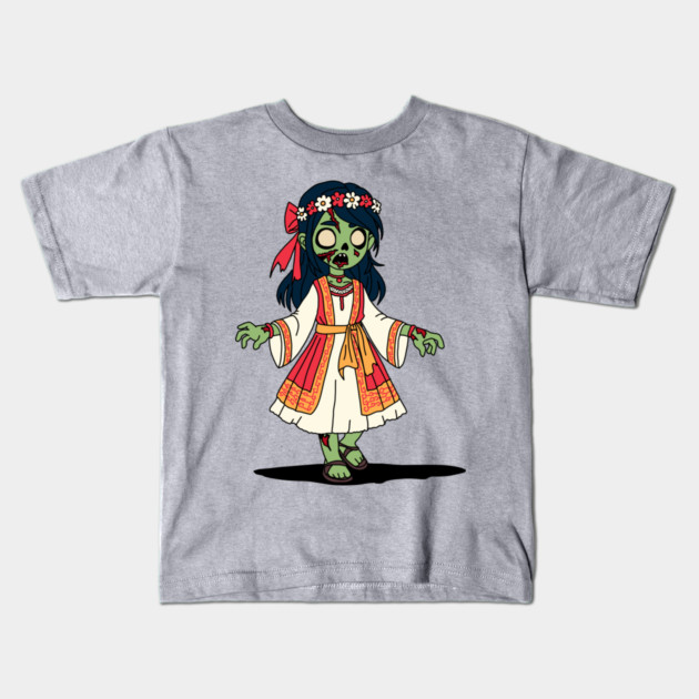 Cute Greek Zombie Girl Kids T-Shirt by H. R. Sinclair