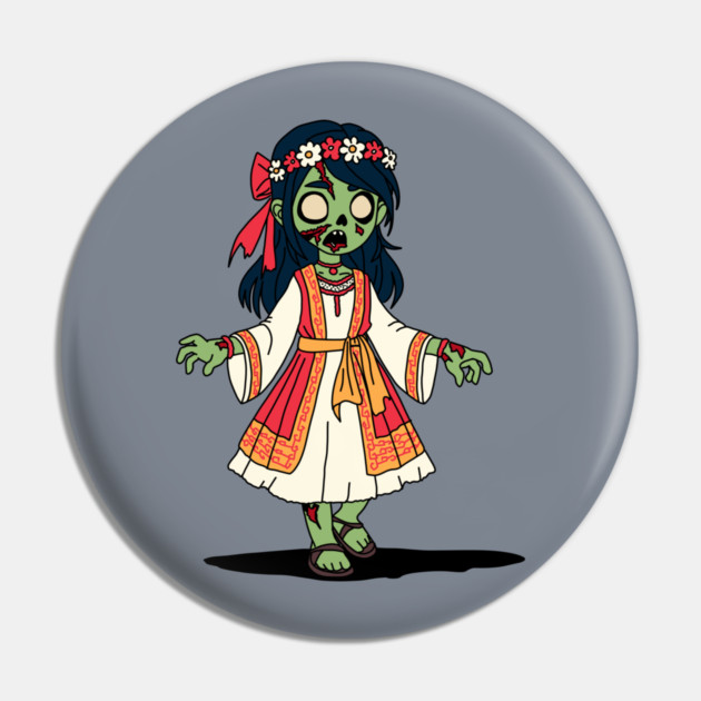 Cute Greek Zombie Girl Pin by H. R. Sinclair