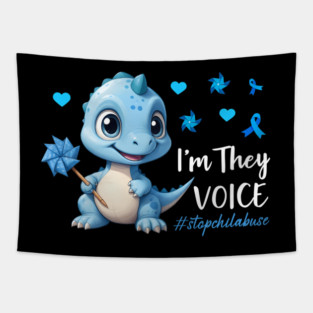 Dino Child Abuse I'M Their Voice Pinwheel Tapestry