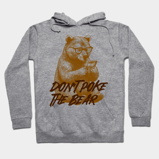 Classic Grizzly Bear with Glasses on Phone Vintage Illustration Hoodie by Notchline.studio