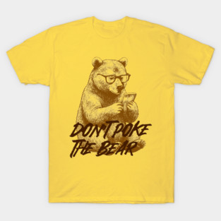 Classic Grizzly Bear with Glasses on Phone Vintage Illustration T-Shirt