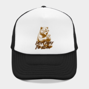 Classic Grizzly Bear with Glasses on Phone Vintage Illustration Hat