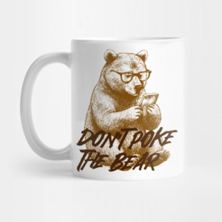 Classic Grizzly Bear with Glasses on Phone Vintage Illustration Mug