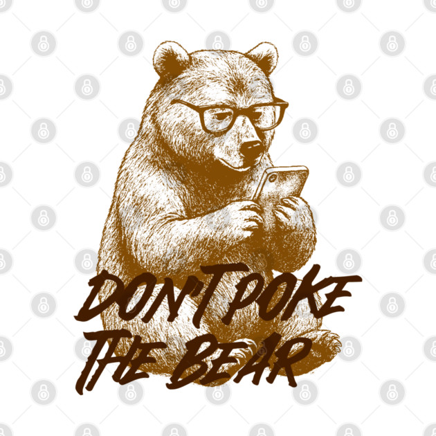 Classic Grizzly Bear with Glasses on Phone Vintage Illustration by Notchline.studio