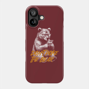 Classic Grizzly Bear with Glasses on Phone Vintage Illustration Phone Case