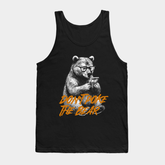 Classic Grizzly Bear with Glasses on Phone Vintage Illustration Tank Top by Notchline.studio
