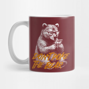 Classic Grizzly Bear with Glasses on Phone Vintage Illustration Mug