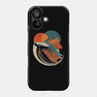Retro Betta Fish Graphic Art for Aquarium Lovers Phone Case