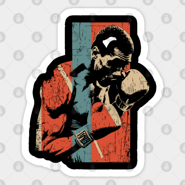 Vintage Boxer Punching Graphic in Retro Athletic Style Sticker by TuncGK