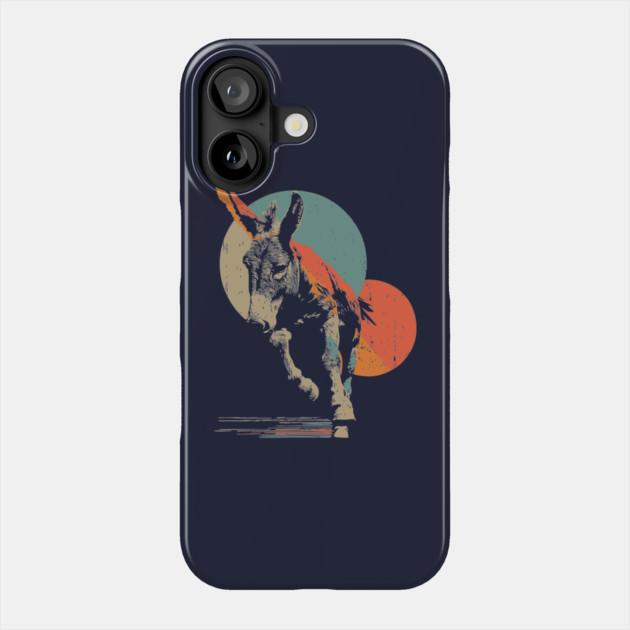 Retro Running Donkey Graphic with Vintage 70s Sunset Phone Case by TuncGK