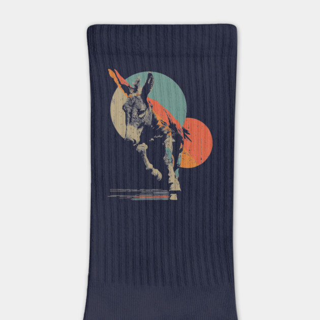 Retro Running Donkey Graphic with Vintage 70s Sunset by TuncGK