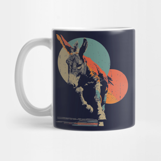 Retro Running Donkey Graphic with Vintage 70s Sunset by TuncGK