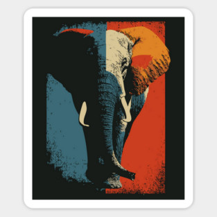Vintage Elephant Head Graphic in Retro Two-Tone Style Sticker