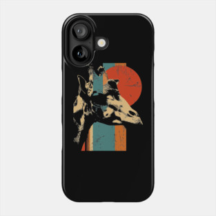 Vintage Giraffe Portrait with Retro 70s Sunset Graphic Phone Case