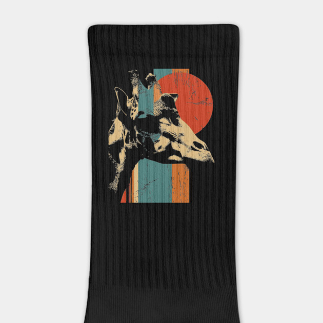 Vintage Giraffe Portrait with Retro 70s Sunset Graphic by TuncGK