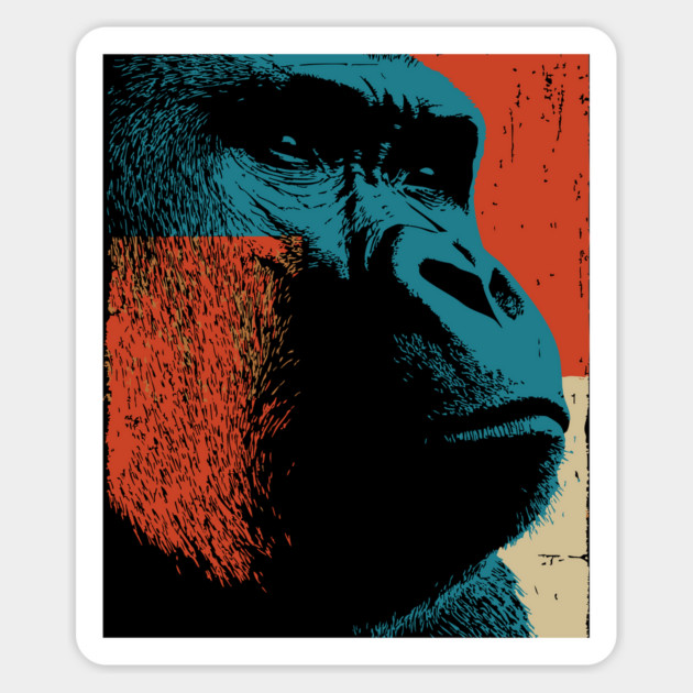 Vintage Distressed Gorilla Graphic Art in Retro Style Magnet by TuncGK