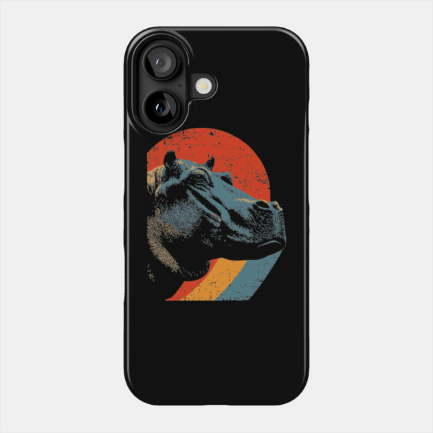 Retro Style Hippopotamus Graphic Art with Vintage Colors Phone Case by TuncGK